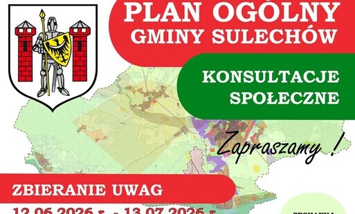 Plakat konsultacji społecznych projektu Planu Ogólnego Gminy Sulechów