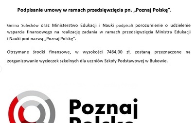 Zdjęcie do Podpisanie umowy w ramach przedsięwziecia pn. "Poznaj Polskę"