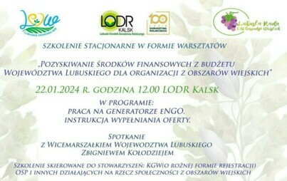 Zdjęcie do Pozyskiwanie środk&oacute;w finansowych z budżetu wojew&oacute;dztwa lubuskiego dla organizacji z obszar&oacute;w wiejskich